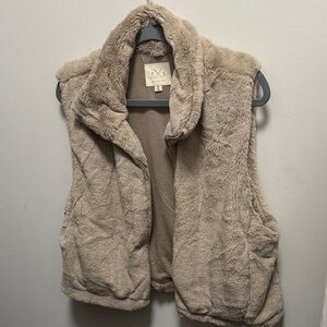 Thread & Supply Plush Faux Fur Vest in Taupe